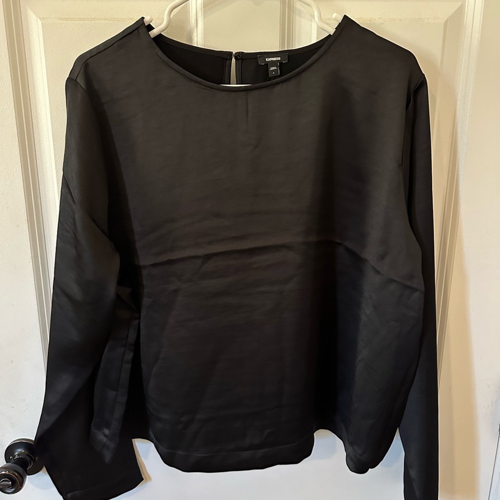 NWT Express Classic Black Satin Blouse